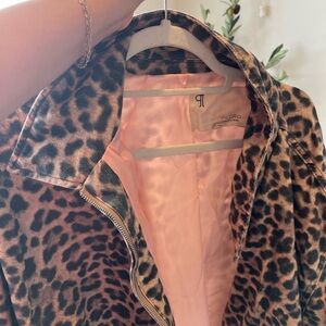 Pilcro Animal Print Bomber Jacket with Pink Lining